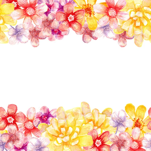 Watercolor flowers borders.