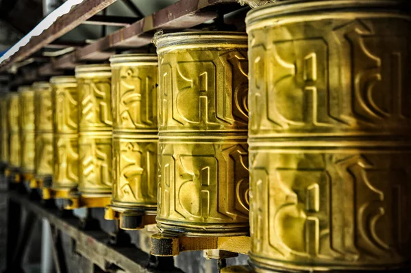Tibetan Prayer wheels at the Mindroling Monastery - Zhanang County, Shannan Prefecture, Tibet Autonomous Region, China - Asia