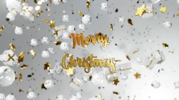 Neujahr Und Weihnachten 2021 Mobile Goldinschrift Merry Weihnachten Auf Weißem — Stockvideo