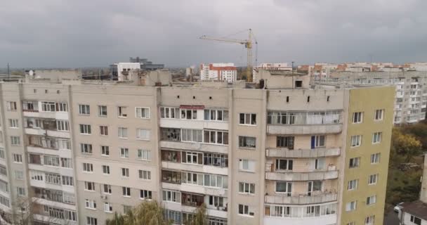 Video Alta Calidad Edificio Apartamentos Ucrania Aislamiento Fachada Edificio Varios — Vídeo de stock