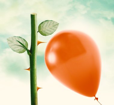 Gül diken ve kırmızı balon