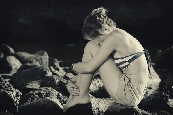 Mulher triste. — Fotografia de Stock