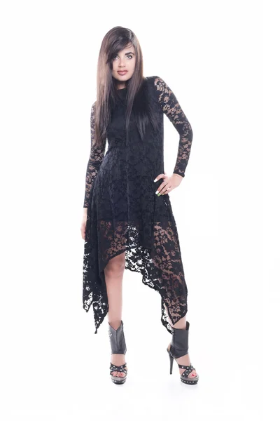 Szexi modell fekete ruha — Stock Fotó