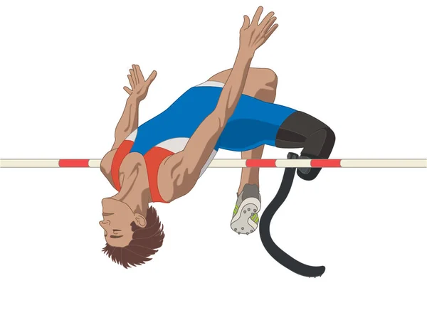 Para Deportes Salto Alto Paralímpico Atleta Masculino Con Discapacidad Física — Vector de stock