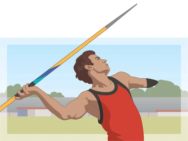 Para Sports Paralympic Javelin Throw Physical Disabled Male Athlete Amputee — Stock Vector