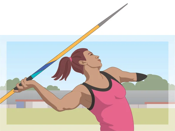 Para Sport Lancio Paralimpico Giavellotto Atleta Donna Con Disabilità Fisica — Vettoriale Stock