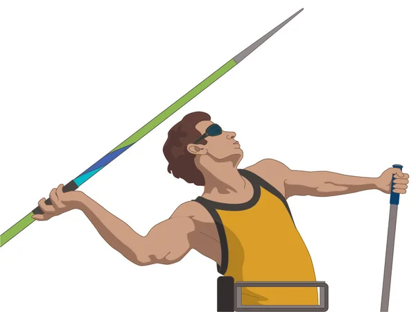 Para Sports Paralympic Javelin Throw Atleta Masculino Com Deficiência Visual — Vetor de Stock