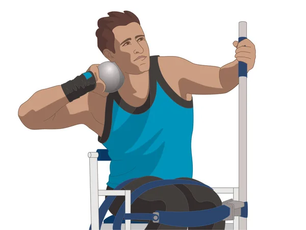 Para Sport Paralympisches Kugelstoßen Körperlich Behinderte Männliche Athleten Leichtathletik Isoliert — Stockvektor