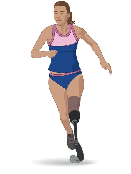 Para Sport Verlammende Track Running Fysieke Gehandicapte Vrouwelijke Atleet Prothese — Stockvector