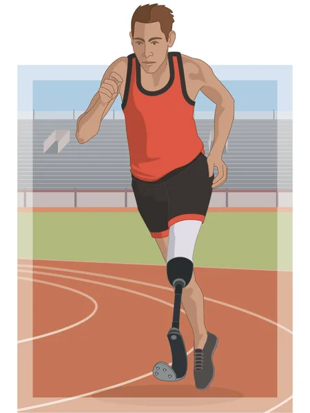 Para Deportes Pista Paralímpica Running Atleta Masculino Con Discapacidad Física — Archivo Imágenes Vectoriales