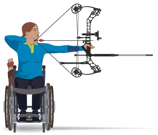 Para Sports Paralympic Archery Physical Disabled Female Athlete Sitting Specialized — 图库矢量图片