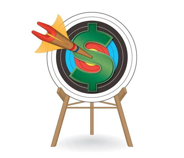 Dollar Sign Target Pierced Arrow — 图库矢量图片