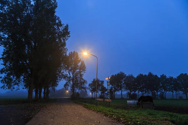 田舎の孤独な道の夜の風景 — ストック写真