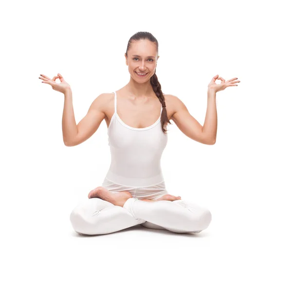 Young beautiful woman yoga posing. isolated — Stock Photo, Image