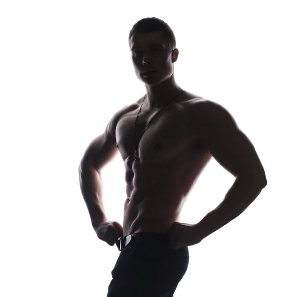 Silhouet van atleet bodybuilder man — Stockfoto