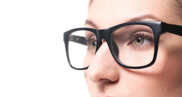 Kobieta noszenia okularów zbliżenie — Zdjęcie stockowe