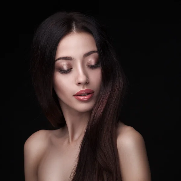 Closeup studio portrait of beauty woman — Stock Photo, Image