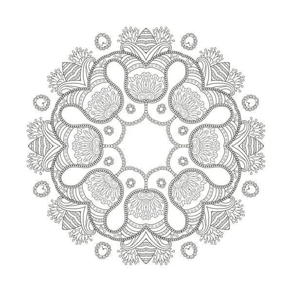 Ornamento cartão branco preto com mandala —  Vetores de Stock