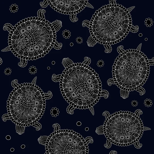 Seamless vector pattern with turtles — Stock Vector