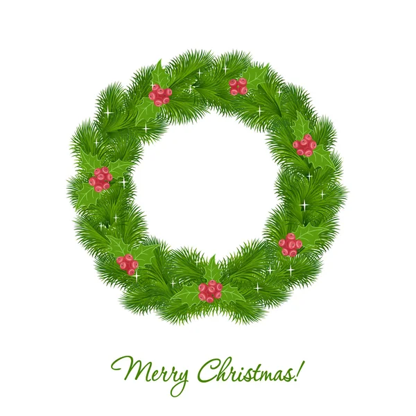 Christmas wreath on white background — Stock Vector