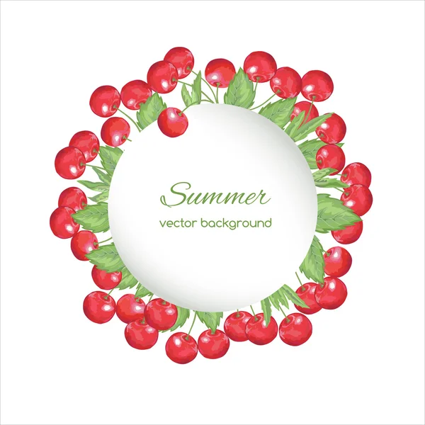 Cartão de primavera com cereja vermelha — Vetor de Stock