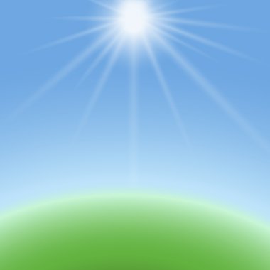 gökyüzü, güneş ve dünya ile illüstrasyon