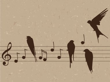 Music notes with birds