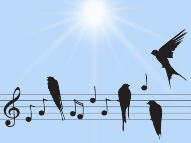Kuşlar ile müzik notlar