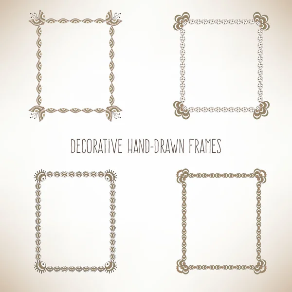 Set hand getrokken decoratieve frames — Stockvector