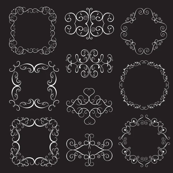 Set vintage decoratieve frames — Stockvector