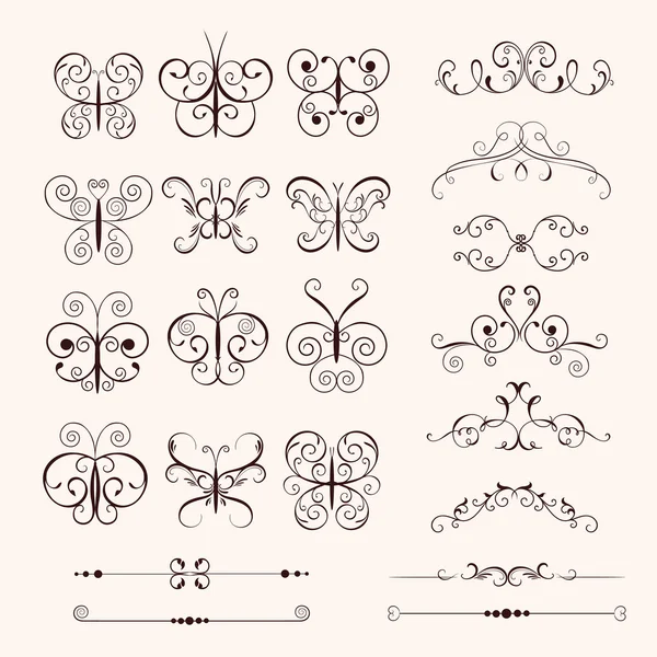 Set papillons décoratifs vintage — Image vectorielle