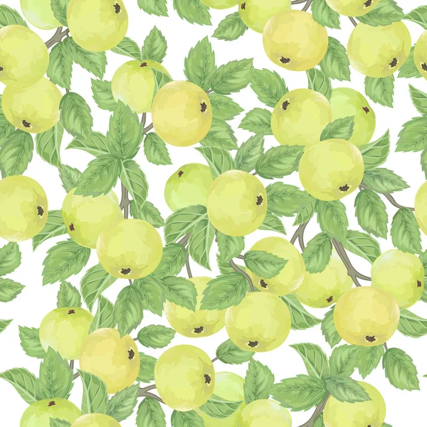 Patroon met groene appels — Stockvector