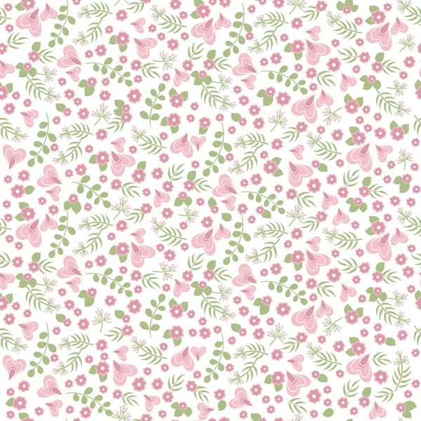 Pattern with flowers and hearts — Stock Vector