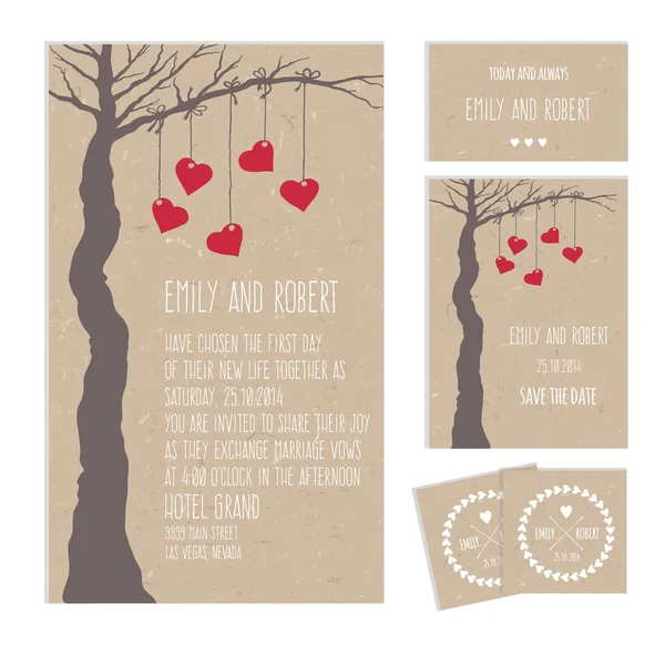 Set of wedding cards — Stock Vector