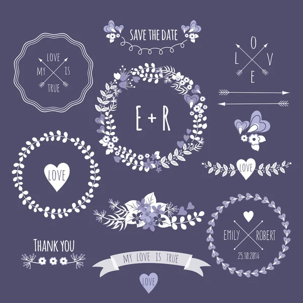 Set of romantic hipster icons — Stock Vector