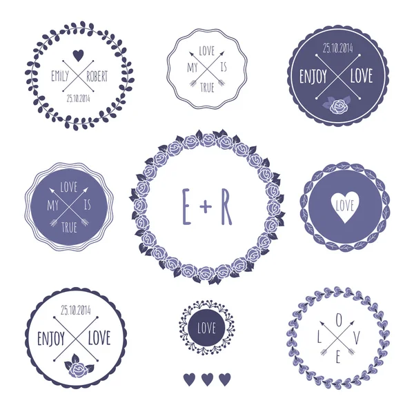 Set of romantic hipster iconsns — Stock Vector