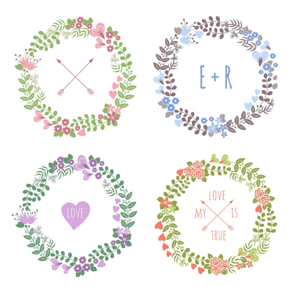 Set of romantic hipster icons — Stock Vector