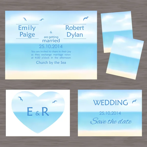 Set of wedding cards or invitations — Stock Vector