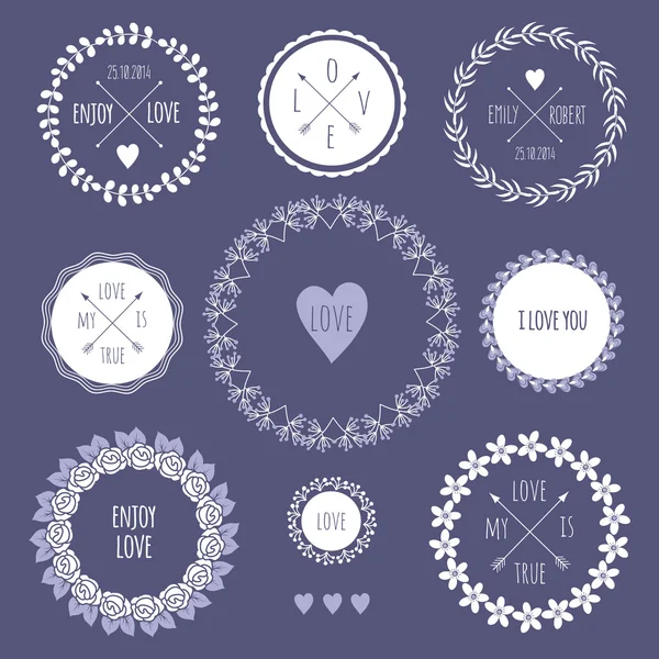 Romantic hipster icons — Stock Vector