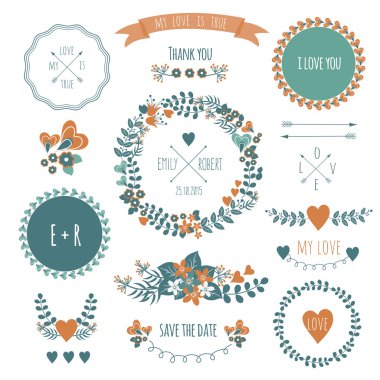 Vintage  label set hand-drawn elements