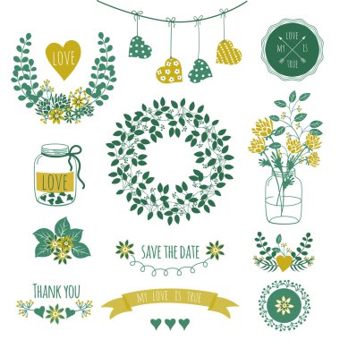 Vintage  label set hand-drawn elements