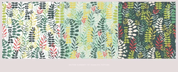 Vektorsilhouetten Sammlung von Blättern. Element des nahtlosen Musters — Stockvektor