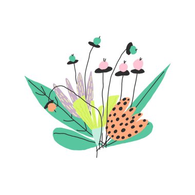 Çiçek buketi. Vektör el çizimi resimleme