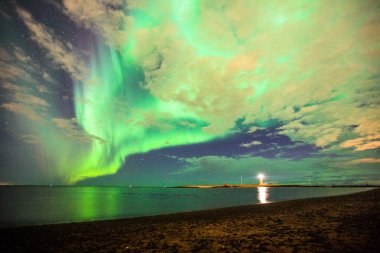 Aurora borealis in Iceland clipart