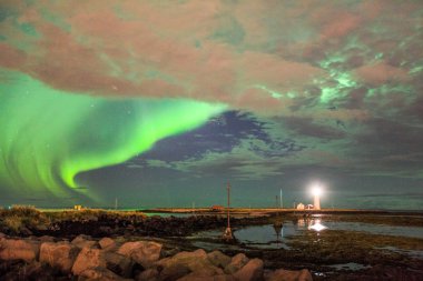 İzlanda 'da Aurora Borealis