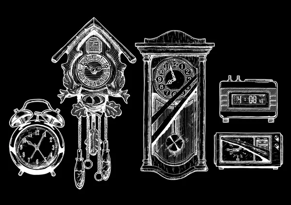 오래 된 시계의 그림 — 스톡 벡터