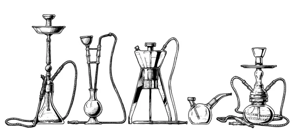 Conjunto de Hookah sobre fondo blanco . — Vector de stock