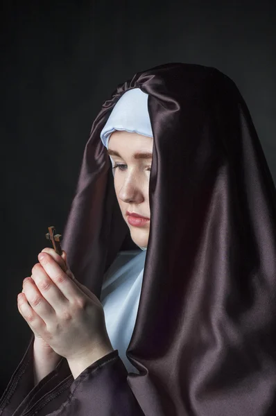 Portrait of young beautiful woman nun — Stock Photo, Image