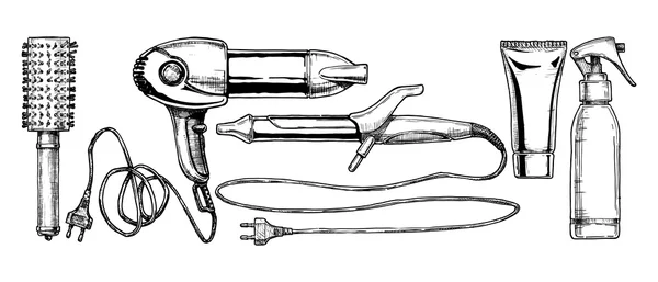Sada nástrojů pro kadeřníky. — Stockový vektor