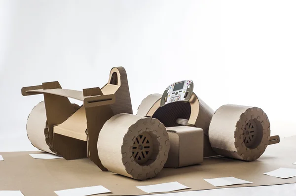 Cardboard racing car — Stock Photo, Image